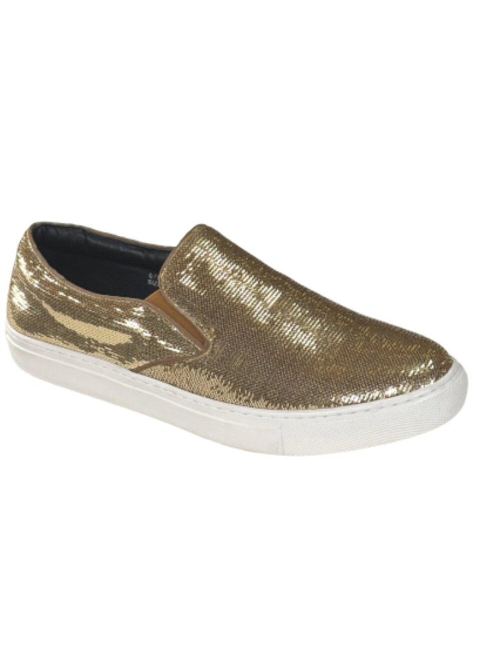 After Midnight 6758 Men’s Gold Sequin Slip-On Sneakers – Casual Fashion Low Top